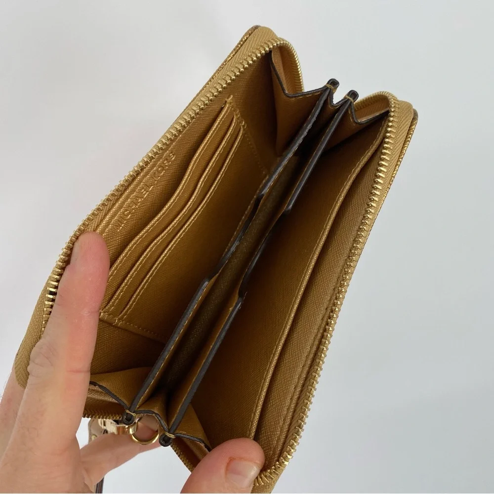Michael Kors Gold Logo Wristlet Zip Wallet with Card Slots - Picture 6 of 6